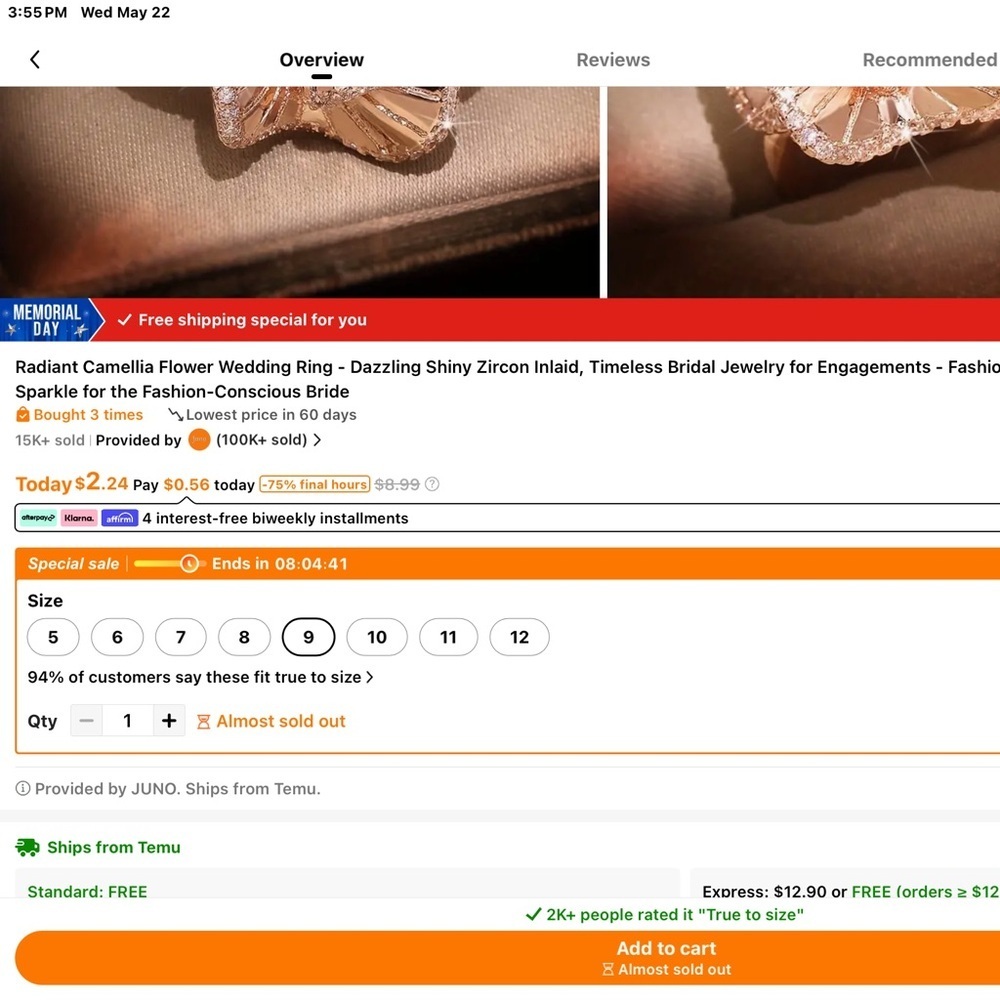 CAMELLIA FLOWER RING - Picture 6 of 6